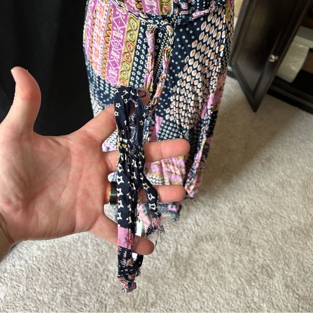RAGA Hadley Pink and Black Boho Wrap Midi Dress Size Large - Picture 7 of 9